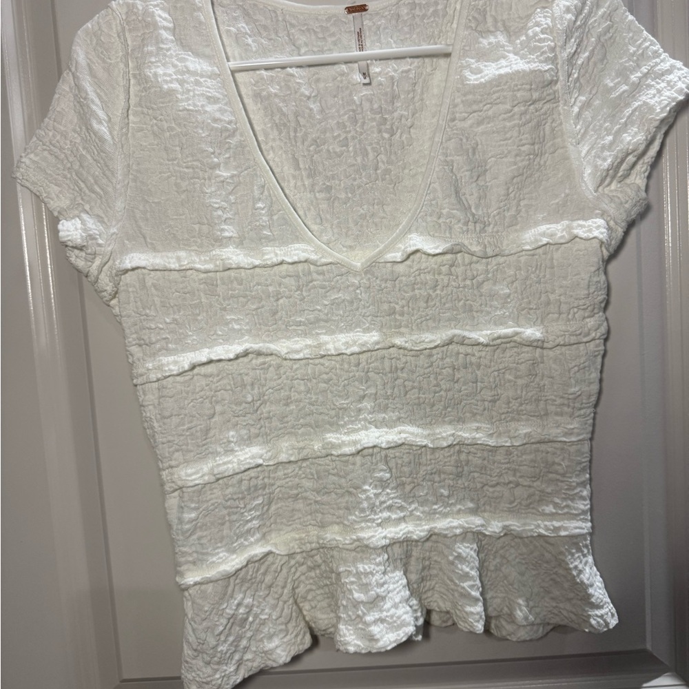 Free People White Textured Blouse